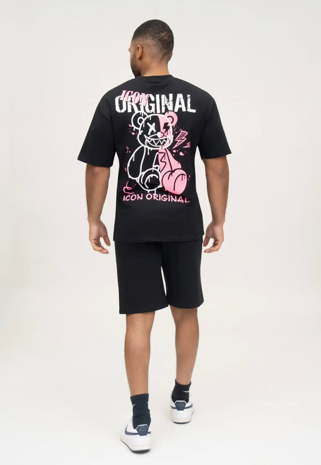 Mannen icon set zwart roze