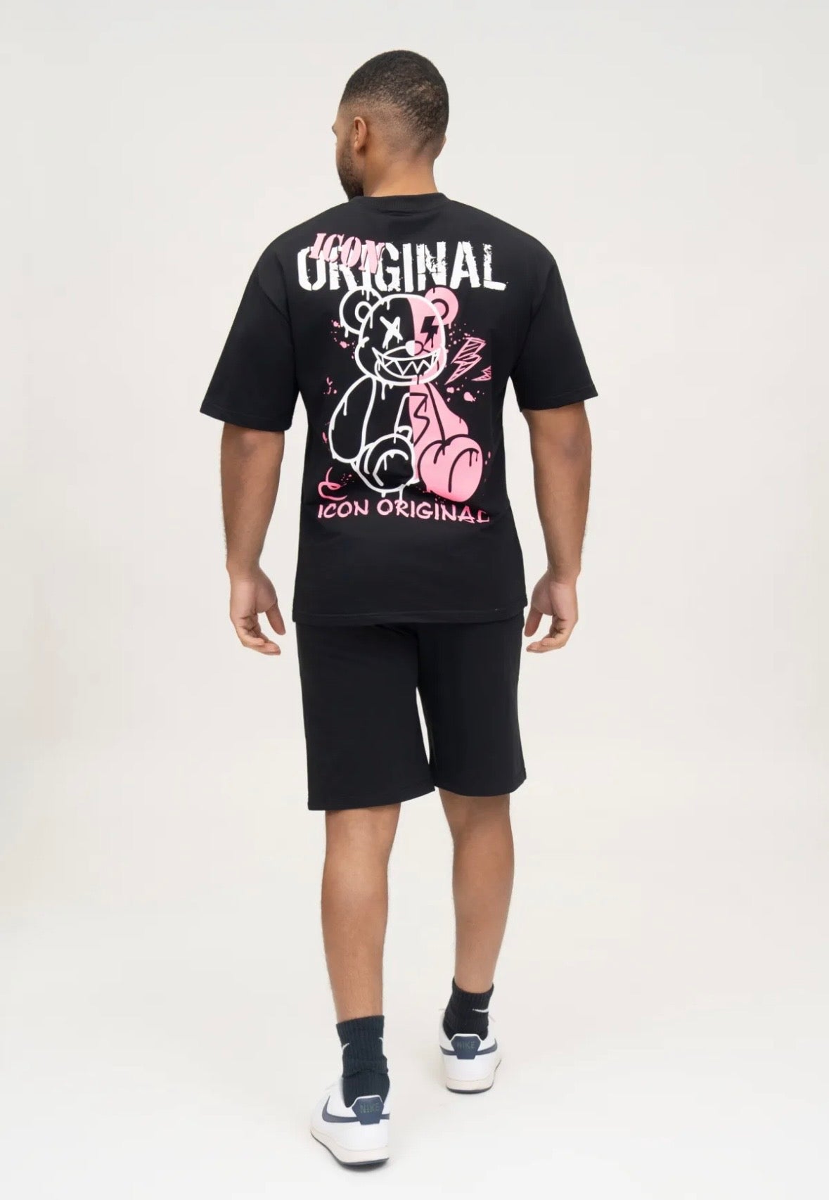 Mannen icon set zwart roze
