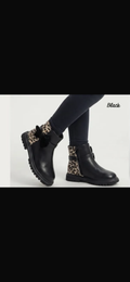 Zwarte leopard laars strik