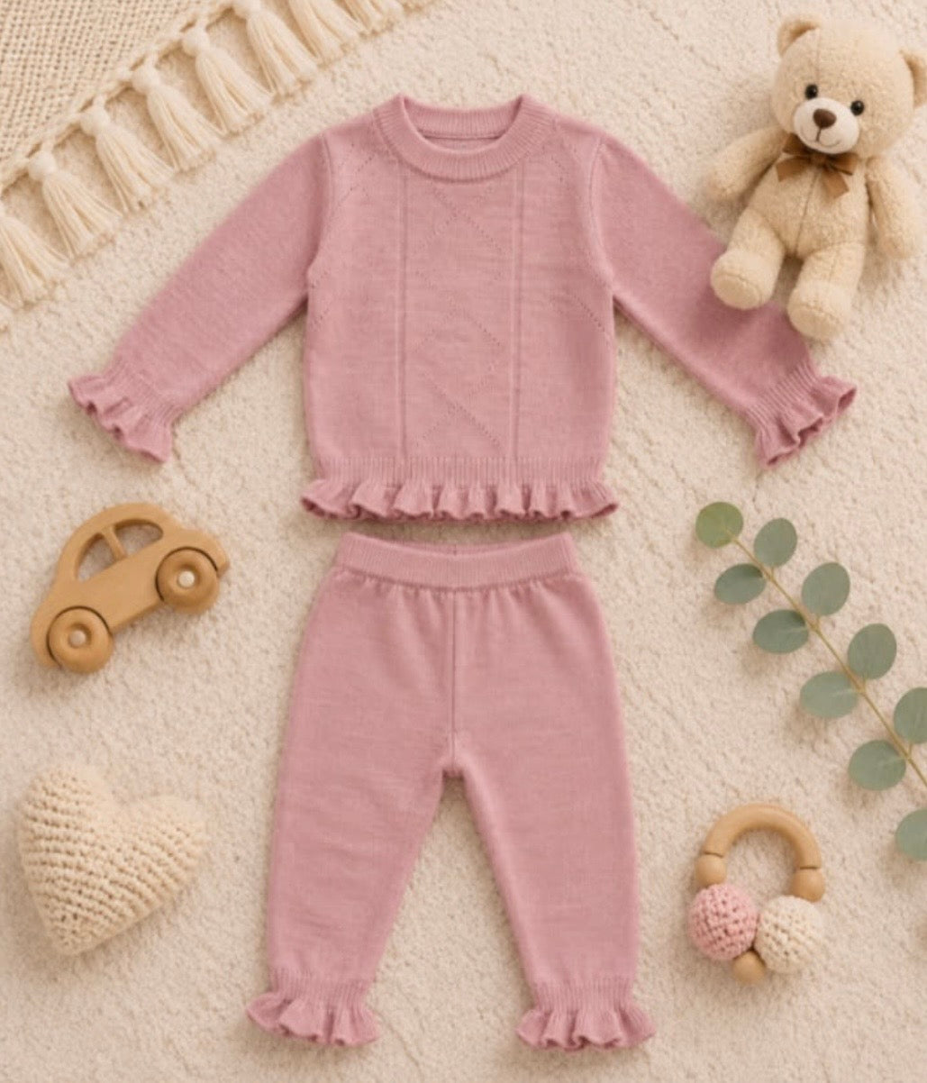 Baby ruffle setje roze