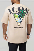 Mannen icon shirt beige palm