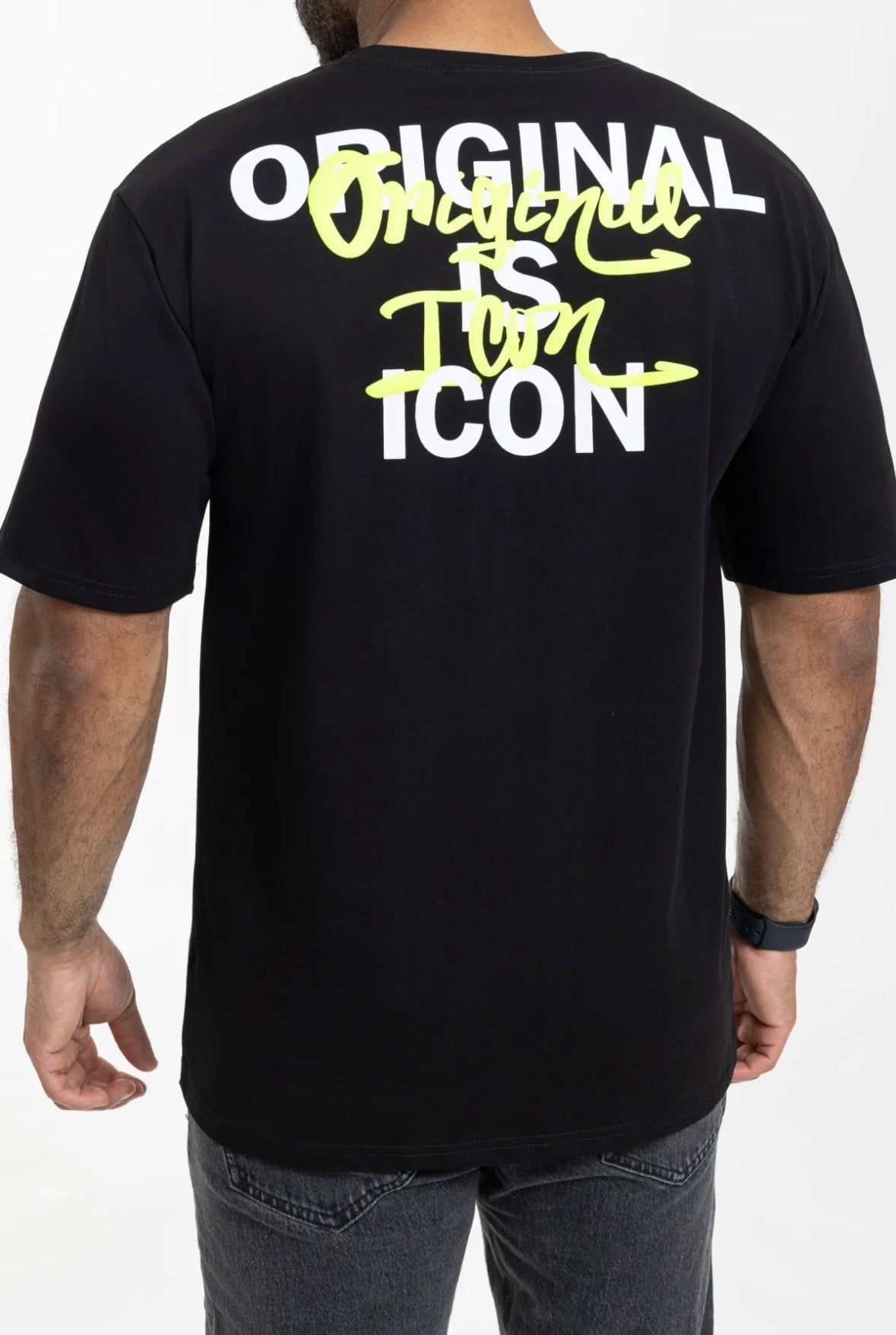 Mannen t-shirt neon geel