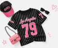 Zwart roze baseball shirt
