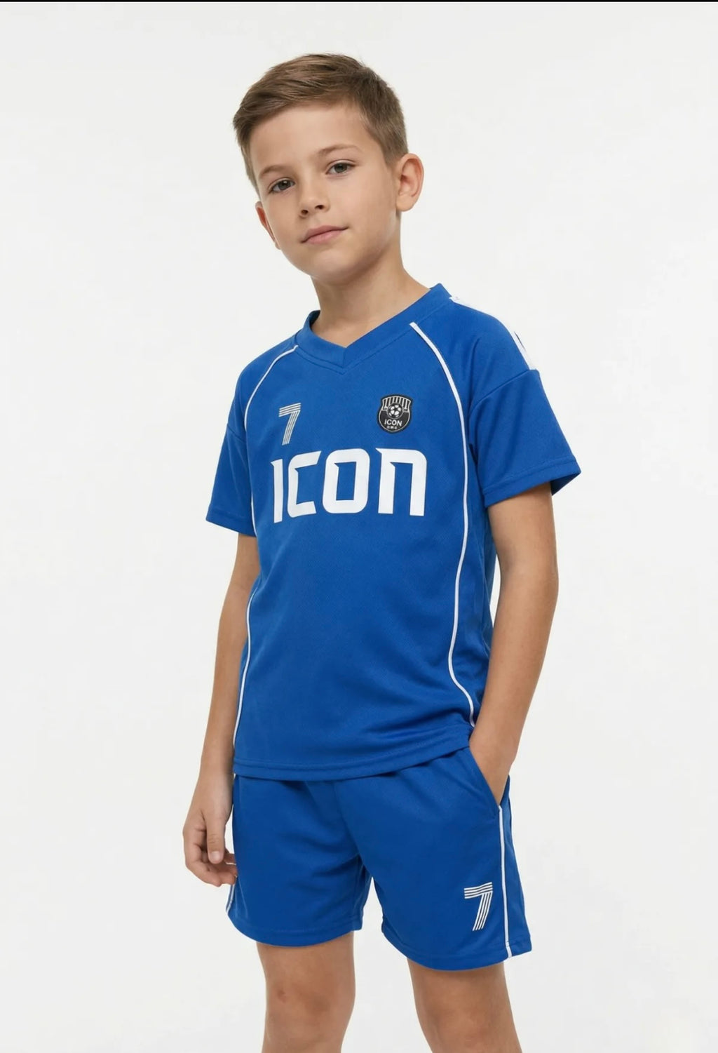 Icon voetbal set blauw