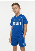 Icon voetbal set blauw