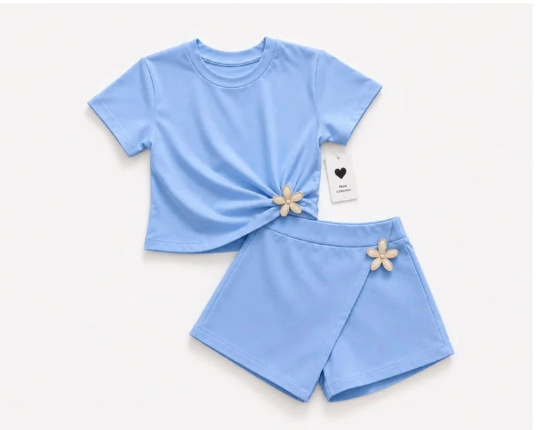 Blauw 2 delige set bloem