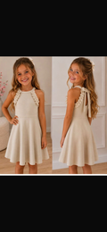 Strik jurk beige