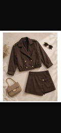 Suede 2-delige set bruin