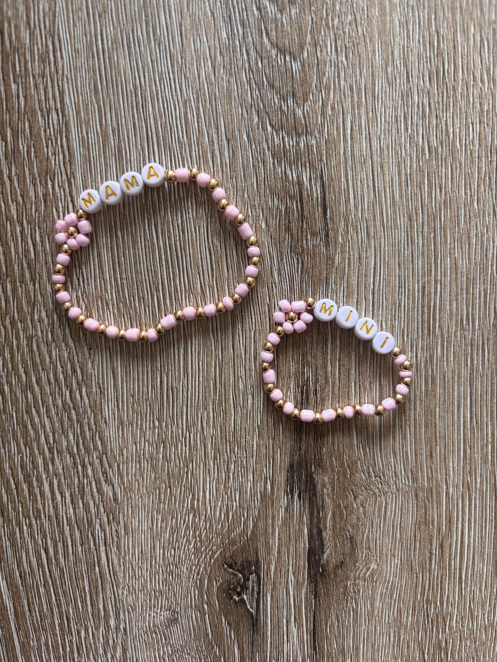 Mama en mini armband roze