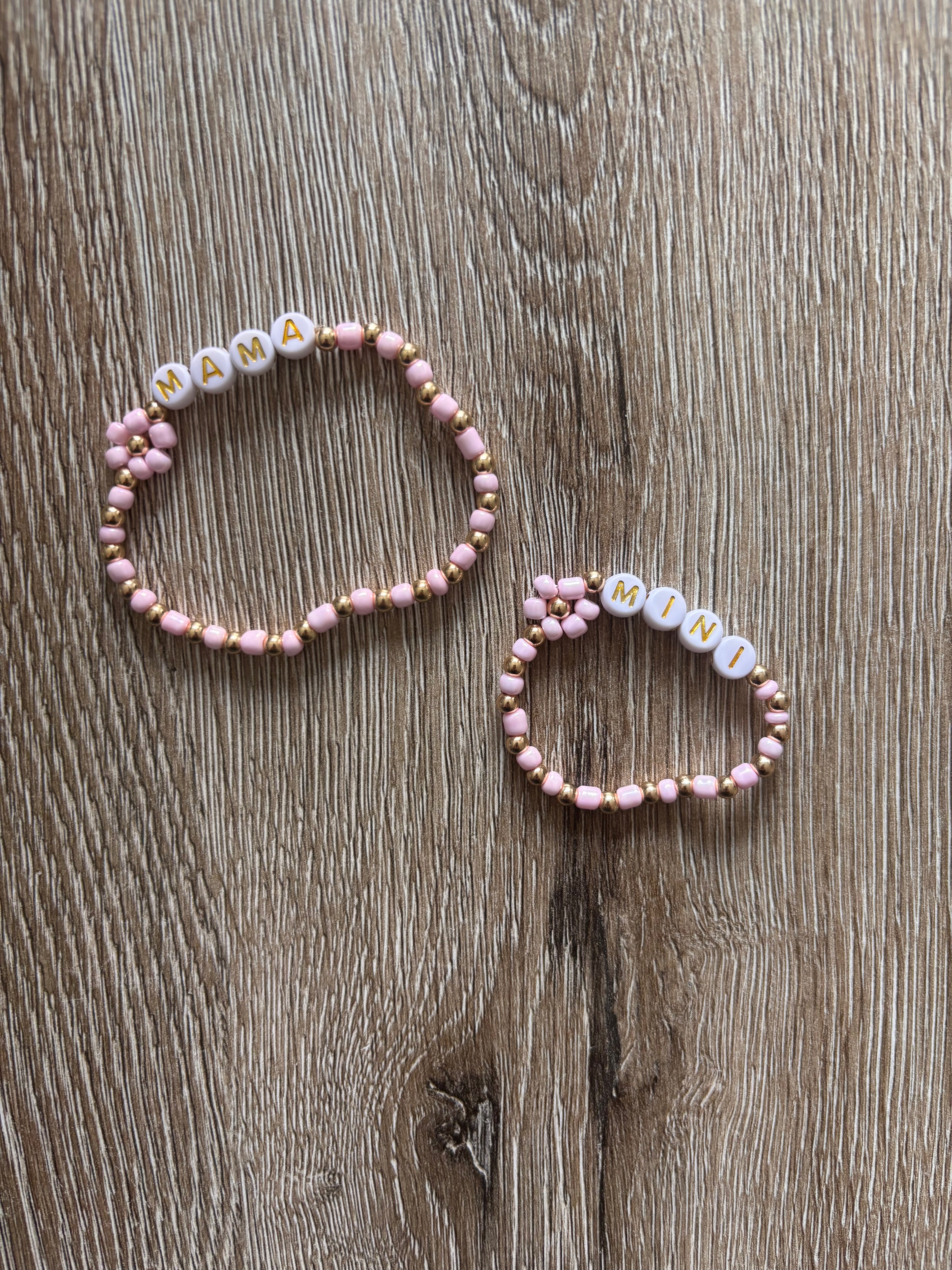 Mama en mini armband roze