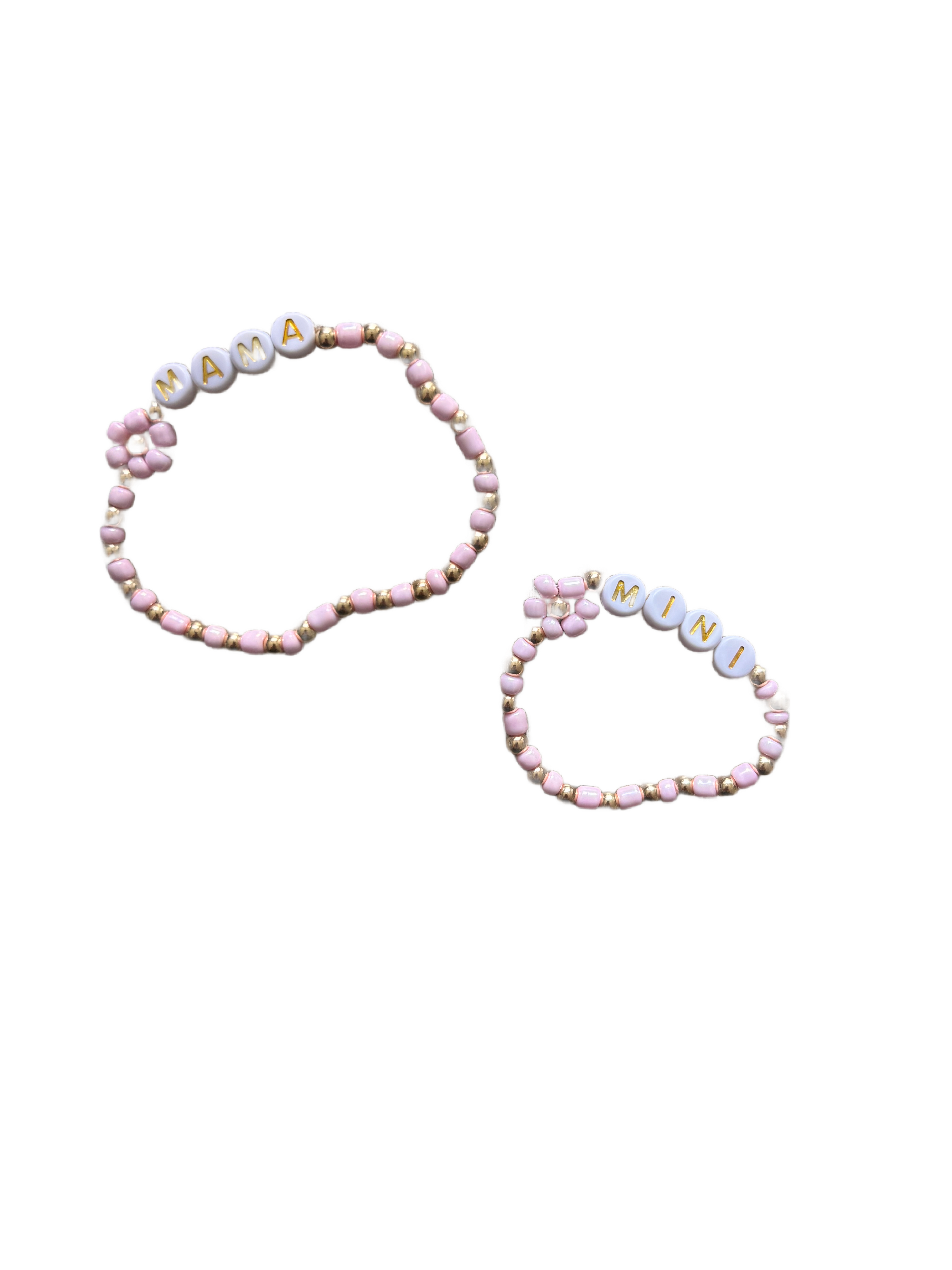 Mama en mini armband roze
