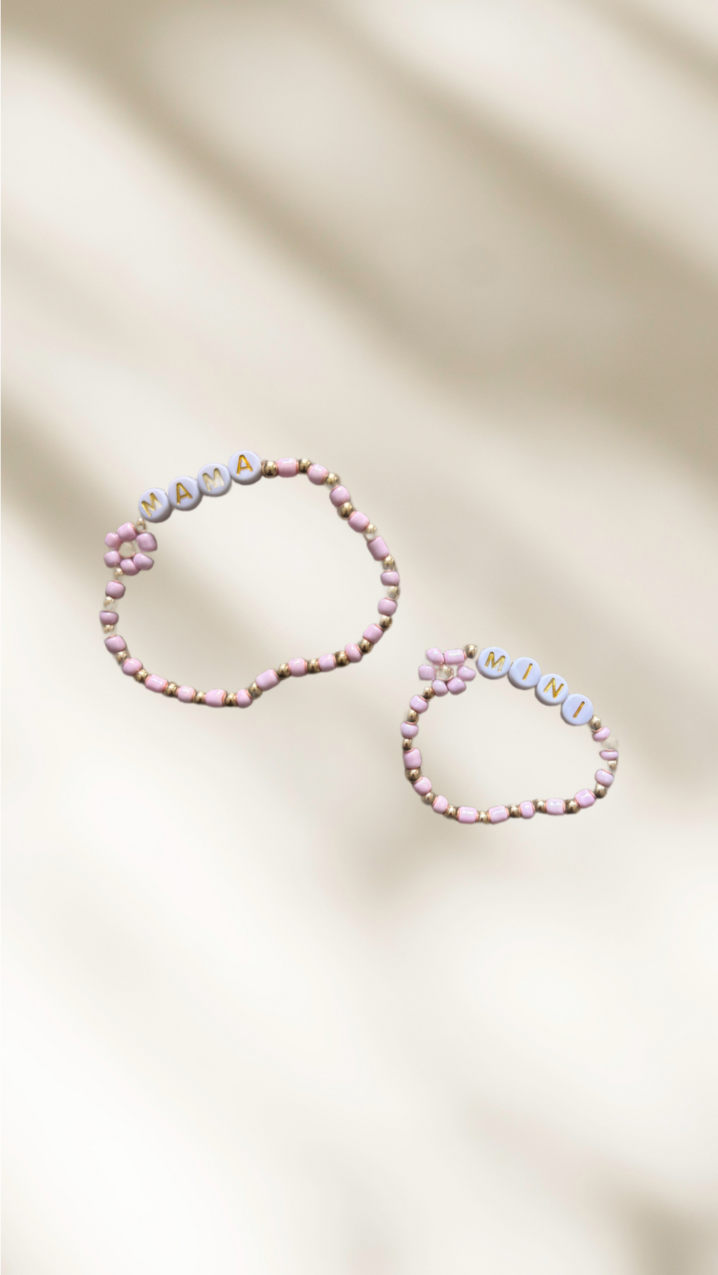 Mama en mini armband roze
