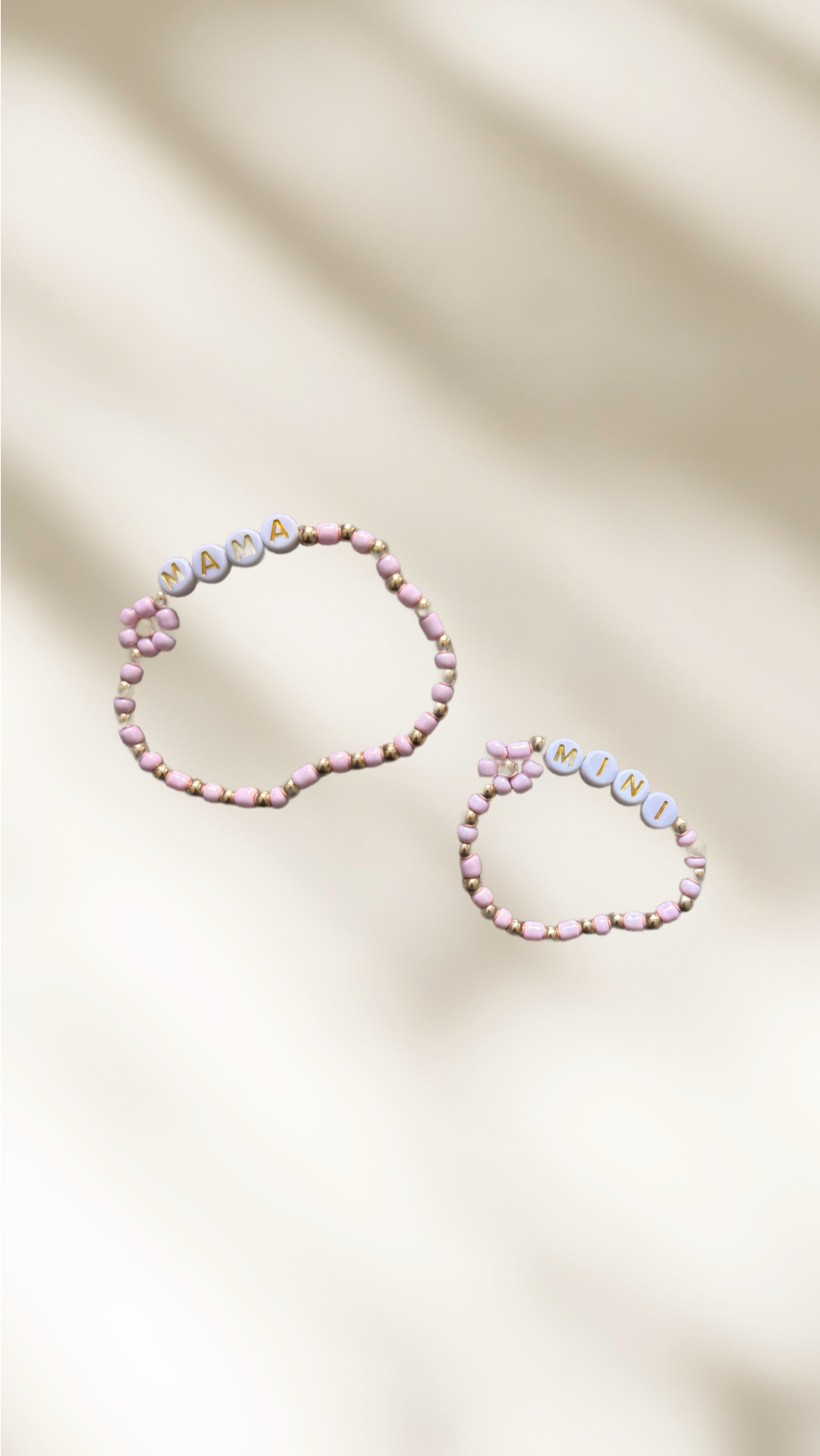 Mama en mini armband roze